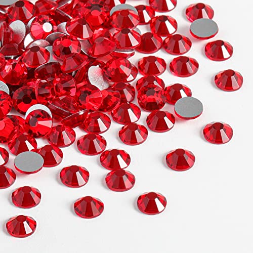 Image of Beadsland 2880pcs Flat Back Crystal Rhinestones Round Gems for Nail Art and Craft Glue Fix,Light Siam,SS8,2.3-2.5mm | Flatback Glass Gems, 2.3-2.5mm, for Nail Art Craft, Glue Fix,Light Red