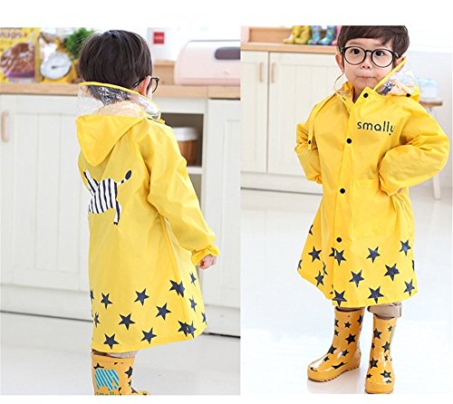 GIM Bambini Pioggia Cappotto Unisex Impermeabile Coprizaino Poncho Giacca Protezione con cappuccio per Ragazze & Ragazzi 3 – 12 anni
