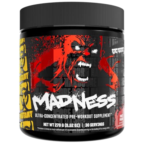 MUTANT Madness | Ultra-Concentrated Pre-Workout Supplement | 360mg Caffeine, 4g Pump & Performance Blend, Beta-Alanine, Energy & Focus | 30 Serving | Fruit Punch