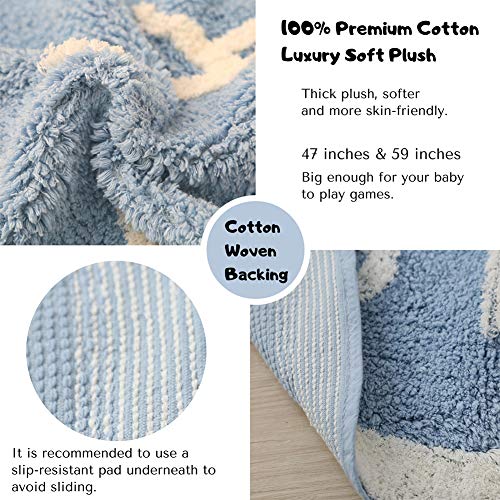 Blue Page Round Kids Rug For Bedroom Circle Nursery Rug For Baby Boy And Girl - Neutral Toddler Playroom Rug, Abc Learning Carpet #TOP5