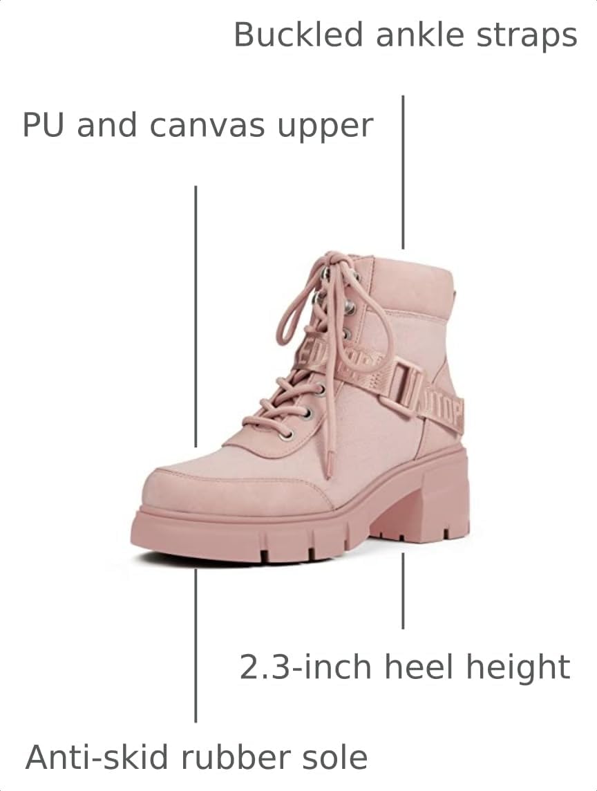 REDTOP Women's Combat Boots Chunky Lug Sole Lace-Up Casual Ankle Boots image 3