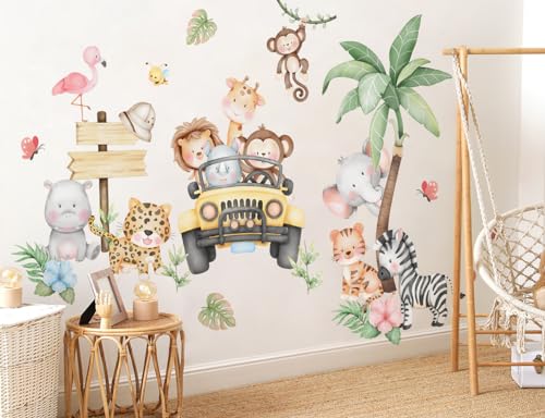 Vinilos decorativos animales de jungla 2 hojas removibles miniatura 6