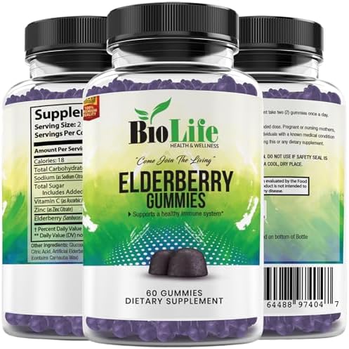Amazon.com: Biolife Organic Elderberry Gummies for Adults - Sambucus ...