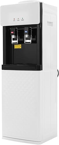 Dispensador de enfriador de agua de carga inferior, enfriador de agua de pie de piso blanco con 2 ajustes de temperatura, agua de temperatura