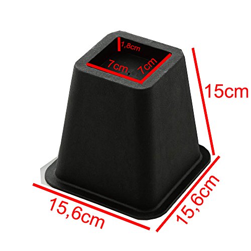 Design61 Möbelerhöher Betterhöhung Möbelerhöhung Tischerhöher Elefantenfuß Bed Riser Höhe ca. 15cm 4St für Füße bis 68x68 mm - Image 4