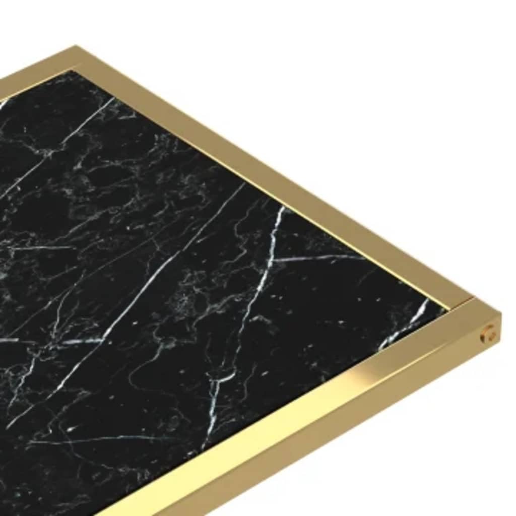 Mesa auxiliar para ordenador de mármol negro con cristal templado, 50 x 35 x 65 cm, mesa de centro estable con estante para salón, oficina, pasillo y balcón, mesa de sofá versátil con estante