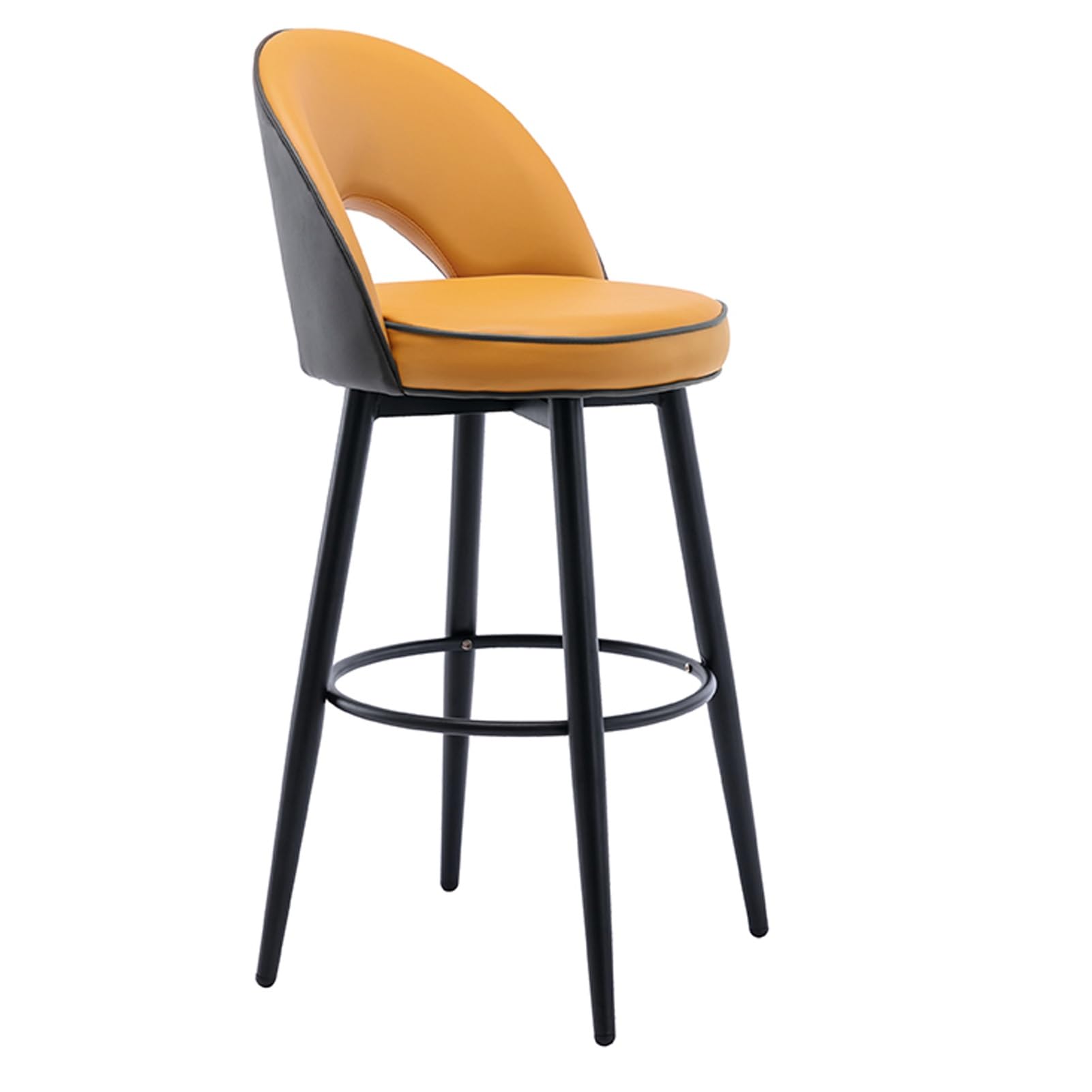 LUUYYI Moderner Barhocker aus Leder, drehbar, mit Stahlbeinen, für Küchentheke und Restaurant, gepolsterte Küchenstühle mit Stangenhöhe in Farbe (Grau / Orange, 80 cm)