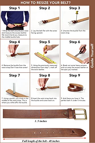 HIDE & SKIN Full Grain Genuine Leather Belt for Men | Belt for men leather | Casual Belt | Jeans Belt |Adjustable Free size fits 28-40 inches | Gift Box included - Image 4
