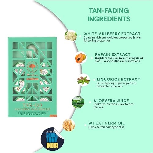 Image of Mintree USA Tan Fading Manicure Pedicure Kit for Women and Men with White Mulberry, Licorice Root and Aloe Vera | Exfoliating Mani Pedi Kit for Cleansing and Smoothing | All Skin Types