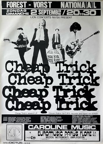 Affiche Cheap Trick Concert Belgique 1979 grand poster mural vintage