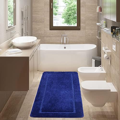 SOANNY Grey Bathroom Mat, Large Fluffy Soft Microfiber Bath Mats with Non Slip Absorbent Backing, Thickened Luxurious Bathtub Shower Runner Rugs Bedside Rug Area Carpet Machine Washable, 60 X 150 CM