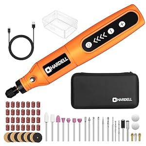 HARDELL Mini Cordless Rotary Device Package, 5-Velocity and USB Charging with 61 Equipment, Multi-Function 3.7V Energy Rotary Device for Sanding, Sharpening, Drilling, Etching, Engraving, DIY Crafts