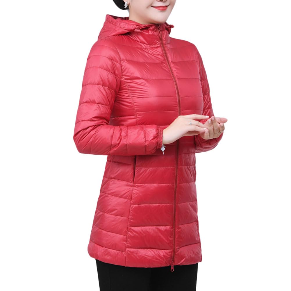 Chaqueta de Plumas Larga para Mujer Chaqueta Acolchada Ligera con Chaqueta de Invierno Slim Fit Abrigo Plumas