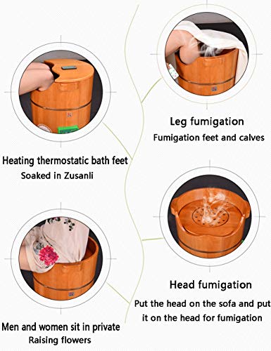 Baño de pies, con calefacción automática y temperatura constante, bañera de madera maciza para pantorrillas, alta y profunda miniatura 3