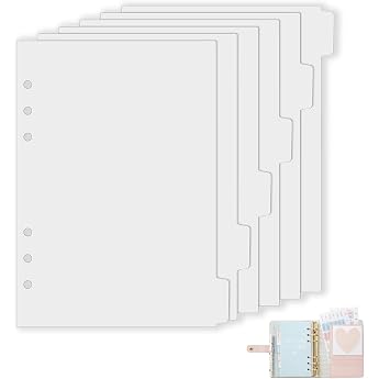 Pack of 6 A5 Dividers Folder Dividers 6 Holes Index A5