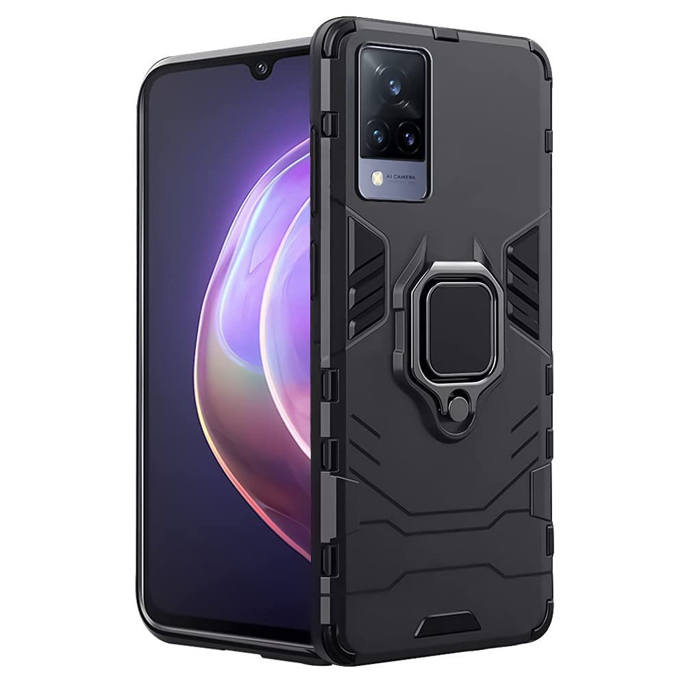 WOW IMAGINE Shock Proof Back Case Mobile Cover for Vivo V21 5G | Back Cover Case (Tough Armor | Hybrid PC + TPU | Ring Holder & in-Built Kickstand | Black) (B097BXHJDP) Amazon Price History, Amazon Price Tracker