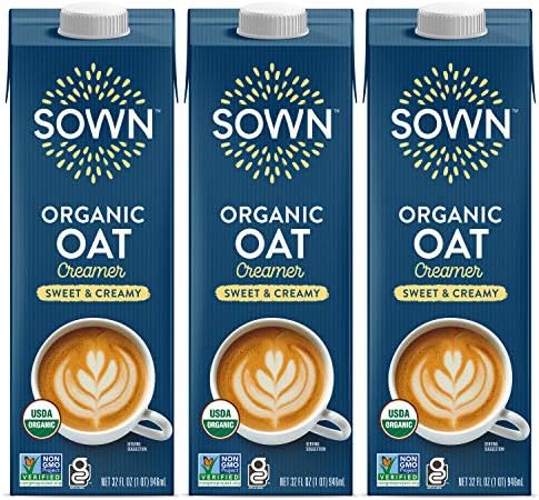 SOWN Organic Oat Creamer Sweet & Creamy - Barista Oat Milk Non Dairy Coffee Creamer - Plant Based, Dairy-Free, Vegan, Gluten-Free, Non-GMO, Shelf Stable - 32oz (Pack of 3)