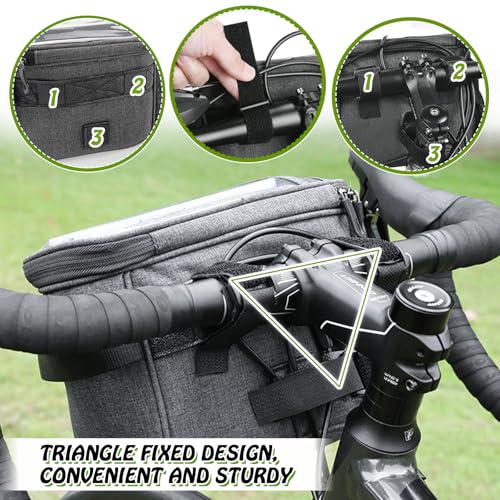 LPZMPZ Fahrradtasche Lenker Vorne 5L Lenkertasche Fahrrad Ebike Wasserdicht Lenkertaschen Bikepacking mit Handyhalterung, Touchscreen Und Abnehmbarer Schultergurt
