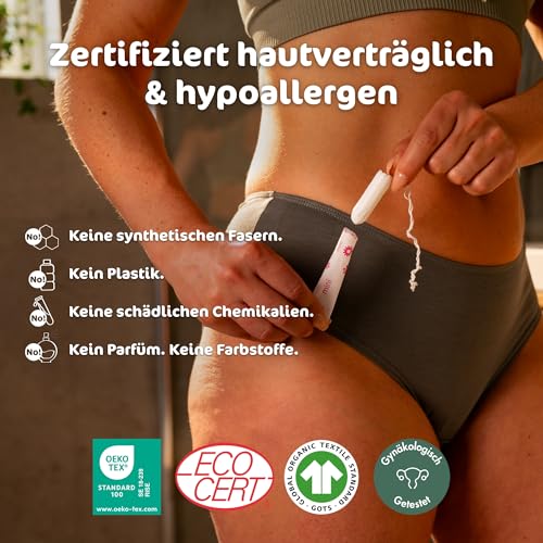 Naty Tampons Mini aus 100% Bio-Baumwolle | Frei von schädlichen Chemikalien | Plastikfrei | Ohne Duftstoffe | Hypoallergen | Gynäkologisch getestet | Natürlicher Auslaufschutz | Vegan | 18 Stück