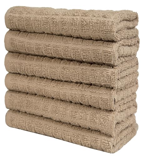 Image of Bumble Kitchen Towels (6 Pack) | 16 inch x 28 inch | 100% Cotton Kitchen Towels | 385 GSM | Soft, Highly Absorbent & Durable Dish Towels for Kitchen | Tan