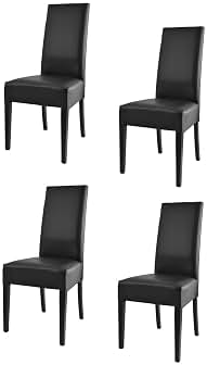 t m c s Tommychairs - Set 4 sillas Luisa para Cocina, Comedor, Bar y Restaurante, solida Estructura en Madera de Haya y Asiento tapizado en Polipiel Negro