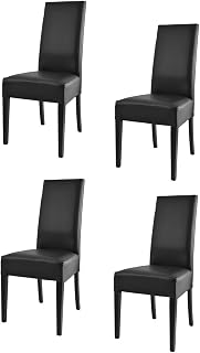 t m c s Tommychairs - Set 4 sillas Luisa para Cocina, Comedor, Bar y Restaurante, solida Estructura en Madera de Haya y Asiento tapizado en Polipiel Negro