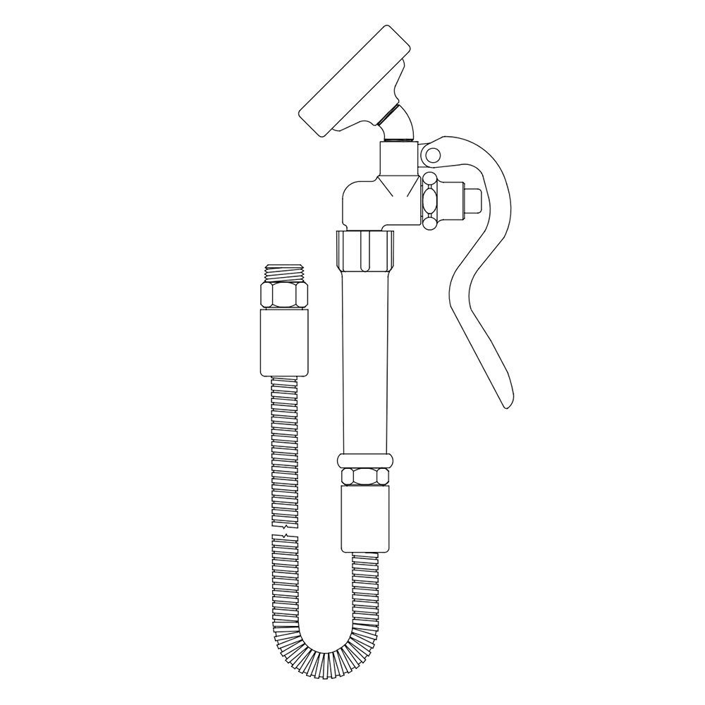 T&S Brass P3-0952 Pet Grooming Unit EB-0107-035 Angled Spray Valve, 96" Flex SS Hose, 1/2" NPT Male Inlet