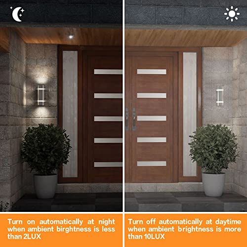 Ankita Stainless Steel Modern Outdoor Wall Lights, Cylinder Wall Sconce Dusk To Dawn Weather-Proof Porch Light Suitable For Garden & Patio,Nickel Finished(Silver, 13" Height) #TOP1