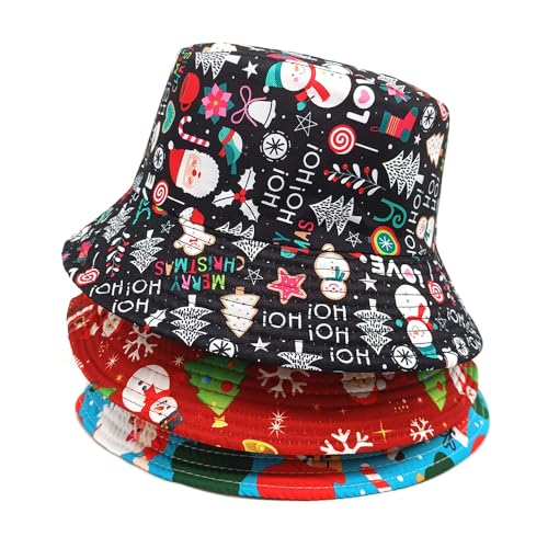 Image of Bucket Hat for Women Men,Travel Sun Beach Cap,Unisex Fishing Outdoor Boonie (Christmas red)