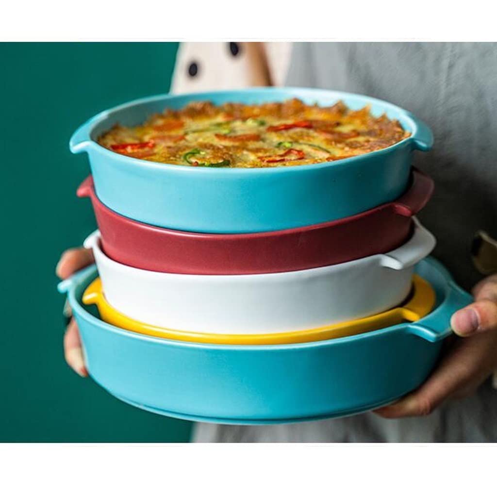 Ramequin Four Pizza Pan Céramique Pie Pan Oeuf Tart Pan Rond Pie Pan Cuisinière Panza Panza Panza Panque de Cuisson Four à Cuire au Four Plat à Four (Color : B, Size : 10inch)