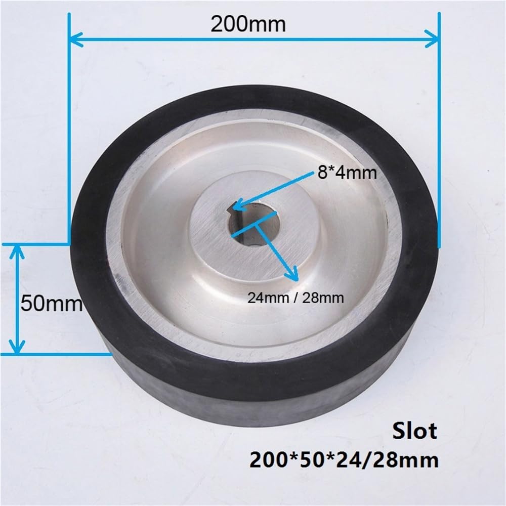 200 * 50 * 24/28mm Aluminum Belt Grinder Running Wheel with 8x4mm Key Slot, 200 * 50 * 25/32mm Roller Driving Wheel Without Slot(200x50x28mm)