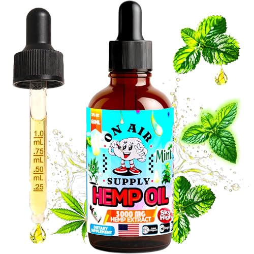 Hemp Oil 3,000mg – 2 fl oz (60ml) | Mint Flavor, Non-GMO...