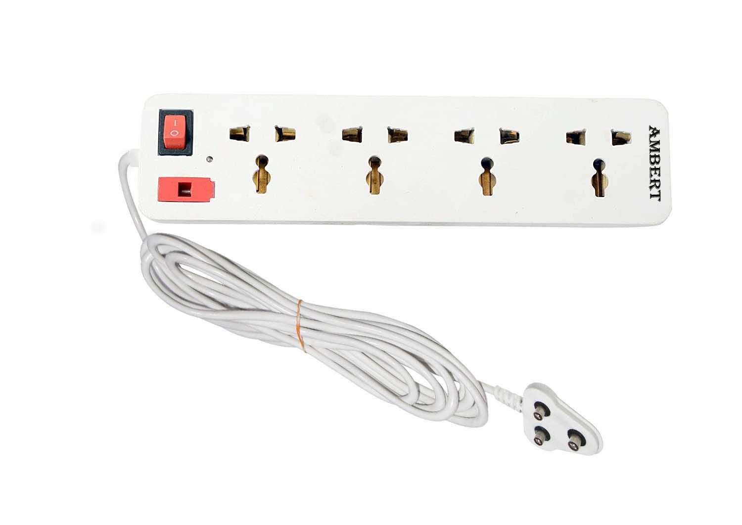AMBERT| 4-Socket 1-Switch White abs Power Strip Board Surge Protection Universal Socket 3.5-Meter Cord Length-picture-32