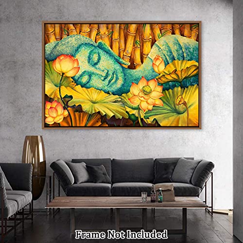 Eorntdy Canvas Wall Art Buddha And Lotus Canvas Print Artwork Watercolor Wall Art Paintings Modern Picture Print Unframed For Living Room Dinning Room Bedroom Bathroom Home Decor 12X18Inch #TOP4