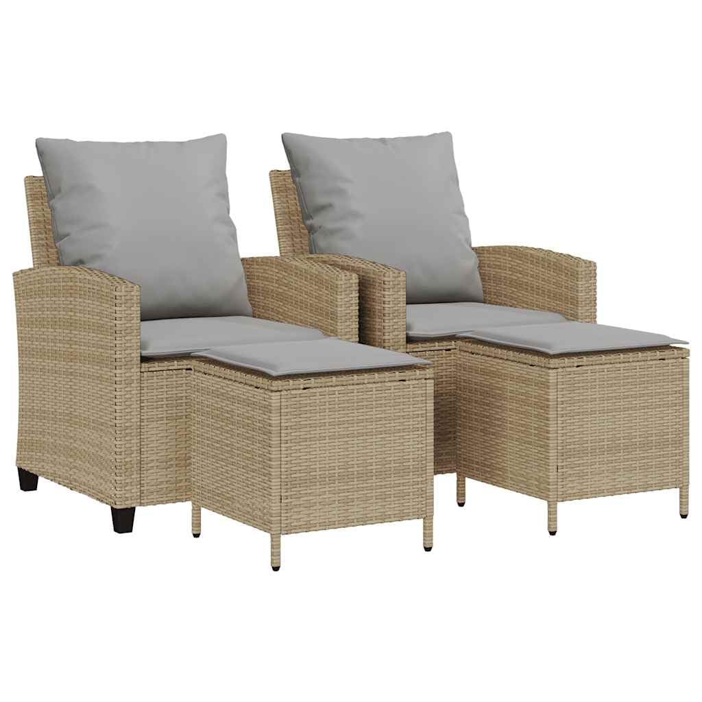 Set di 4 divani da giardino in polyrattan beige, resistente ai raggi UV, impermeabile, per balcone e terrazza, set lounge con cuscino, piedini regolabili, portata 110 kg