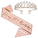 BRT Bearingshui 11th Birthday Sash and Tiara for Girls, Rose Gold Birthday Sash Crown 11 & Fabulous Sash and Tiara, 11th Birthday Gifts for Happy 11th Birthday Party Favor Supplies