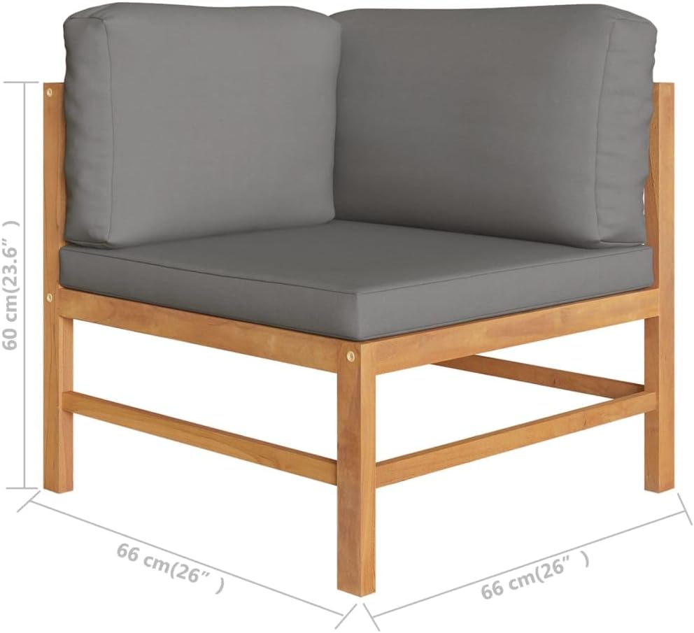 Garden Lounge Set Grey Cushions Teak Wood, Polyester Medium Contemporary Outdoor Sets Patio Furniture Set Poolside Furniture Set Outdoor Sofa Set