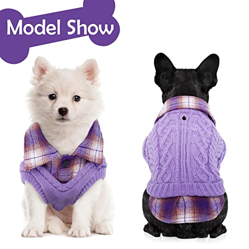 Ikipuko Dog Pullover Sweater, Dog Sweater With Leash Hole Doggie Sweater Knitwear Soft Knit Cat Sweater Warm Pet Sweater For Dachshund, Terrier, Teddy, Yorkie, Beagle(Purple,S) #TOP1