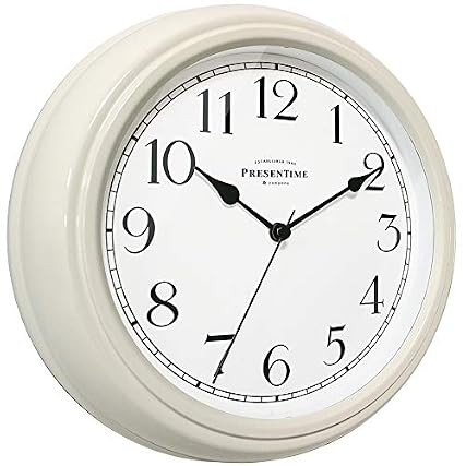 Presentime & Co Chic Home Collection 10 Molly Clock, Silent No Ticking, Cream White. Modern product