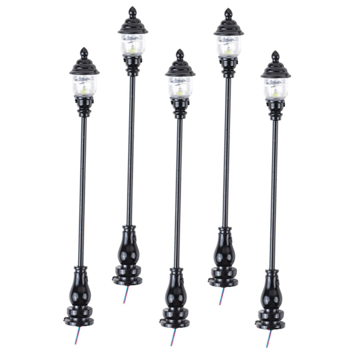 BESPORTBLE 5Pcs Mini Street Lamp Model for Sand Table Decorations Village Street Lamp Accessories for DIY Miniature House Realistic Garden Lighting Decor for Houses