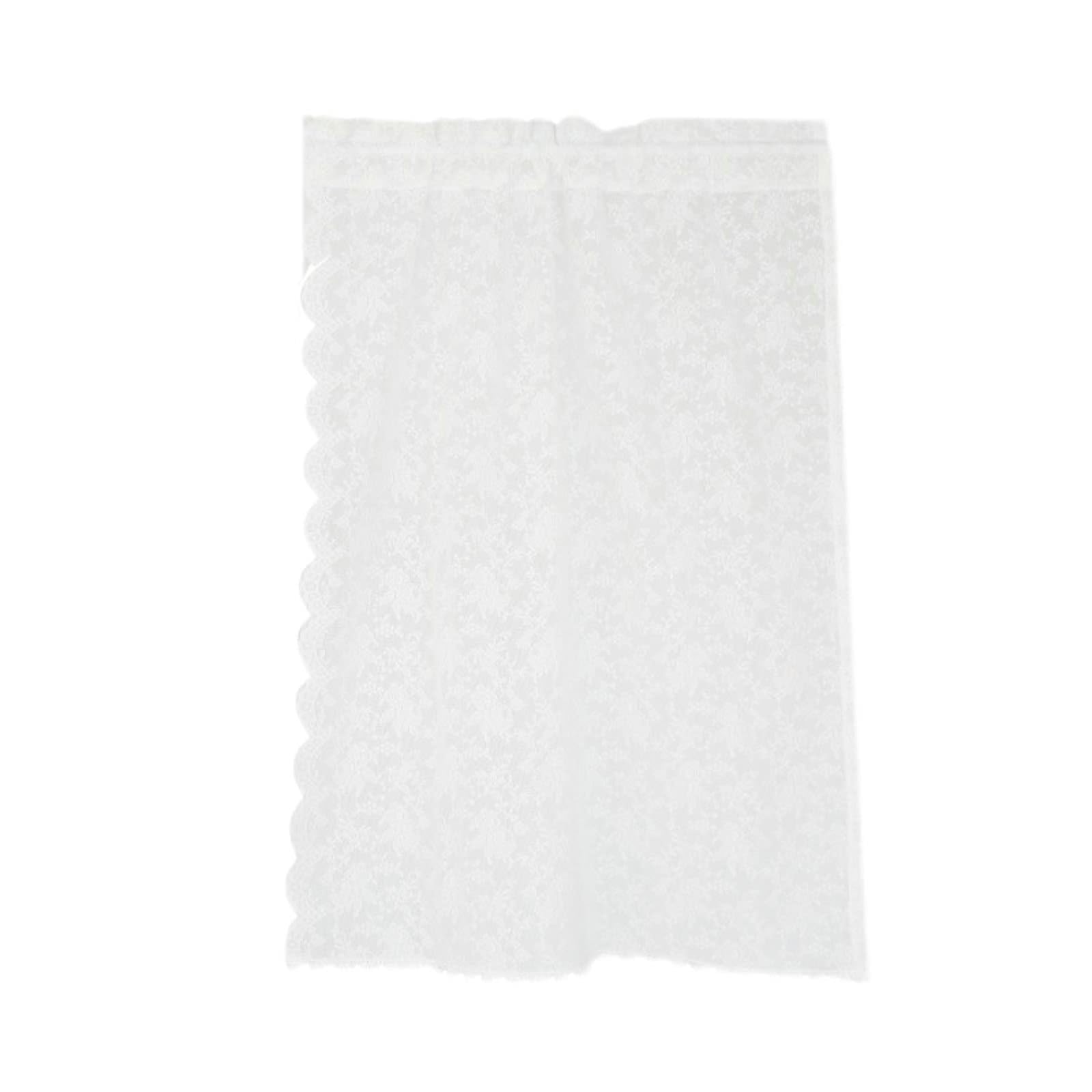 KnSam Rideau Voilage Porte Coton à Passant 280x100cm, Rideau Fenetre Chambre Dentelle Petite Rose Bordure Festonné Blanc Style Américain 1pcs