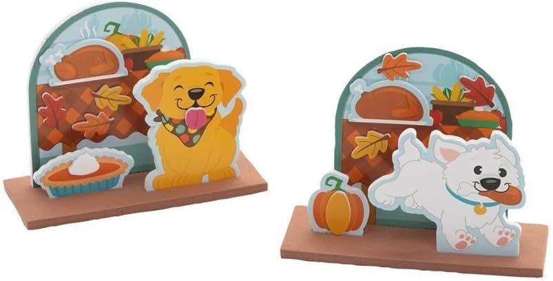 Fun Express 4 1/2" x 3 1/2" Thanksgiving Dog & Food 3D Scene Foam Craft Kits - Makes 12