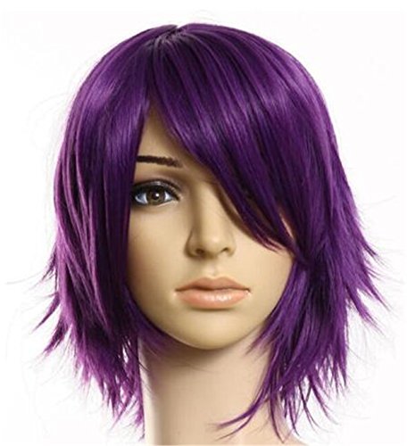 Futuretrend40cm Layered Filp Out Heat-resist Theater Cosplay Wig-purple