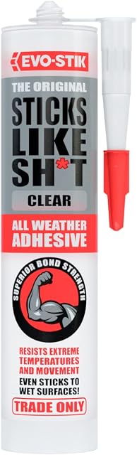 EVO-STIK Sticks Like Sh*t Adhesive, All Weather, Extreme Temperature & Movement Resistant, Clear, 290ml