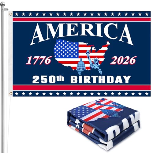 250th Anniversary American Flag - 4x6 Ft Double Sided 3 Layers Patriotic Flags - 4th of July Decorations Independence Day 250th Anniversary Flag for Indoor Outdoor Decoration