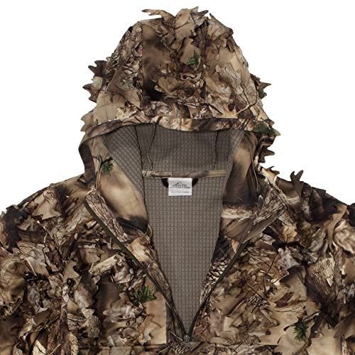 North Mountain Gear 3D Leafy Suit Ghillie Jacket – Fleece Lined Camouflage Hunting Jacket for Men (Large, NMG Woodland Brown)