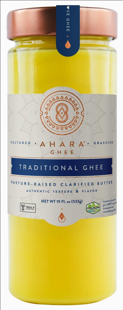 Ahara Rasa Traditional Grass-Fed Ghee, Handmade Small Batch, Lactose & Casein Free (19oz)