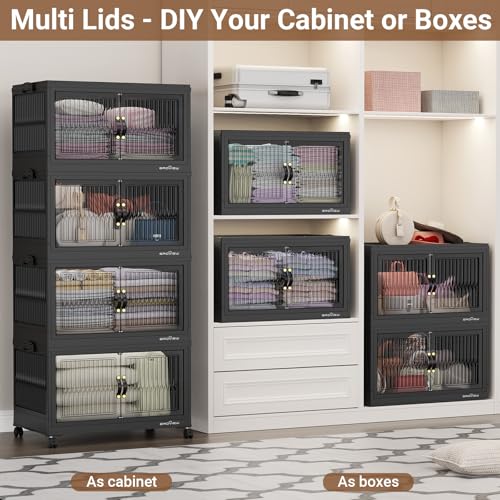 Image of BROVIEW 480Qt Stackable Storage Bins with Lid for Home Dorm, 4Pack Black