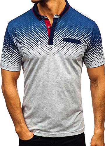 Mens Short Sleeve Polo Shirts Casual Sports Rugby Golf T Shirts Grey 3X