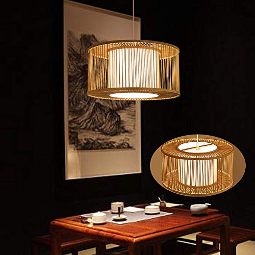 Preisvergleich Produktbild Natürlicher Bambus Pendelleuchte Moderner Retro Pendellampe Laterne Design E27 Lampenhalter Hängelampe Geeignet Für Arbeitszimmer Esstisch Korridor Lampe,40cm